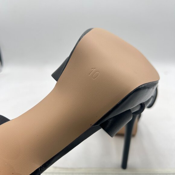 FSJ Black Stylish High Heel Strappy Sandals Open Toe Ankle Strap Platform Shoes - Picture 6 of 8